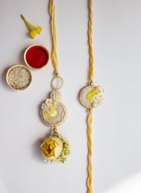 Floral beautifully handcrafted Bhaiya bhabhi rakhi