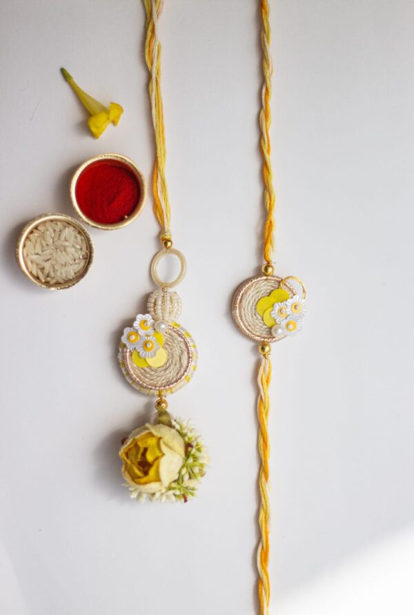 Floral beautifully handcrafted Bhaiya bhabhi rakhi